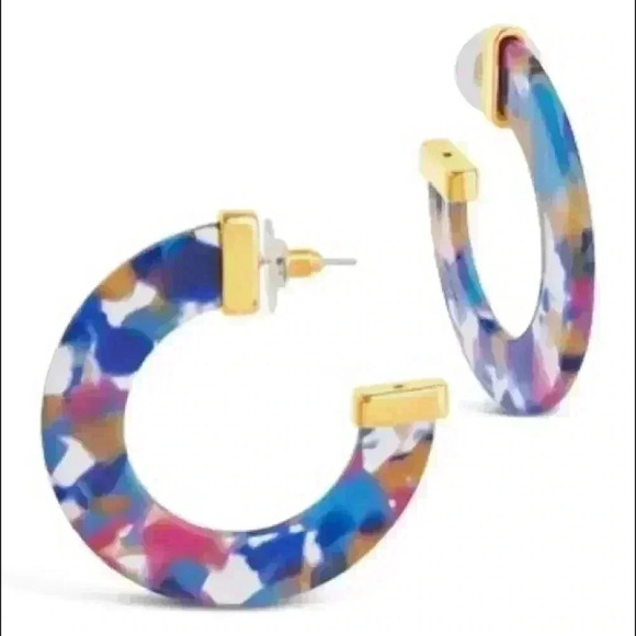 Sterling Forever new Resin Retro Resort Hoops - Picture 2 of 2